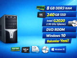 8gb ram ddr3 240 ssd g2020 cpu 2.90 ghz win 10 ofis ve egitim icin ideal