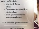 Diş Kliniğine Yardımcı Personel Aranıyor