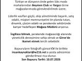 MAĞAZA MÜDÜRÜ -  MÜNHAL